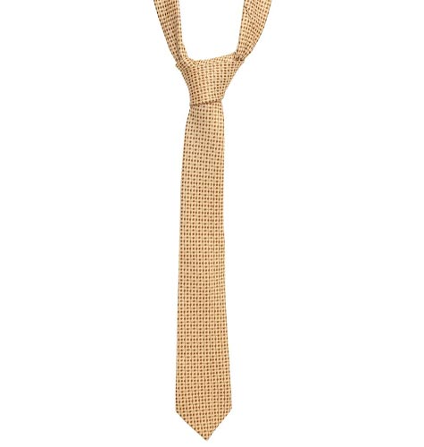 "Men Cream Coloured Woven Design Silk Broad Tie Set